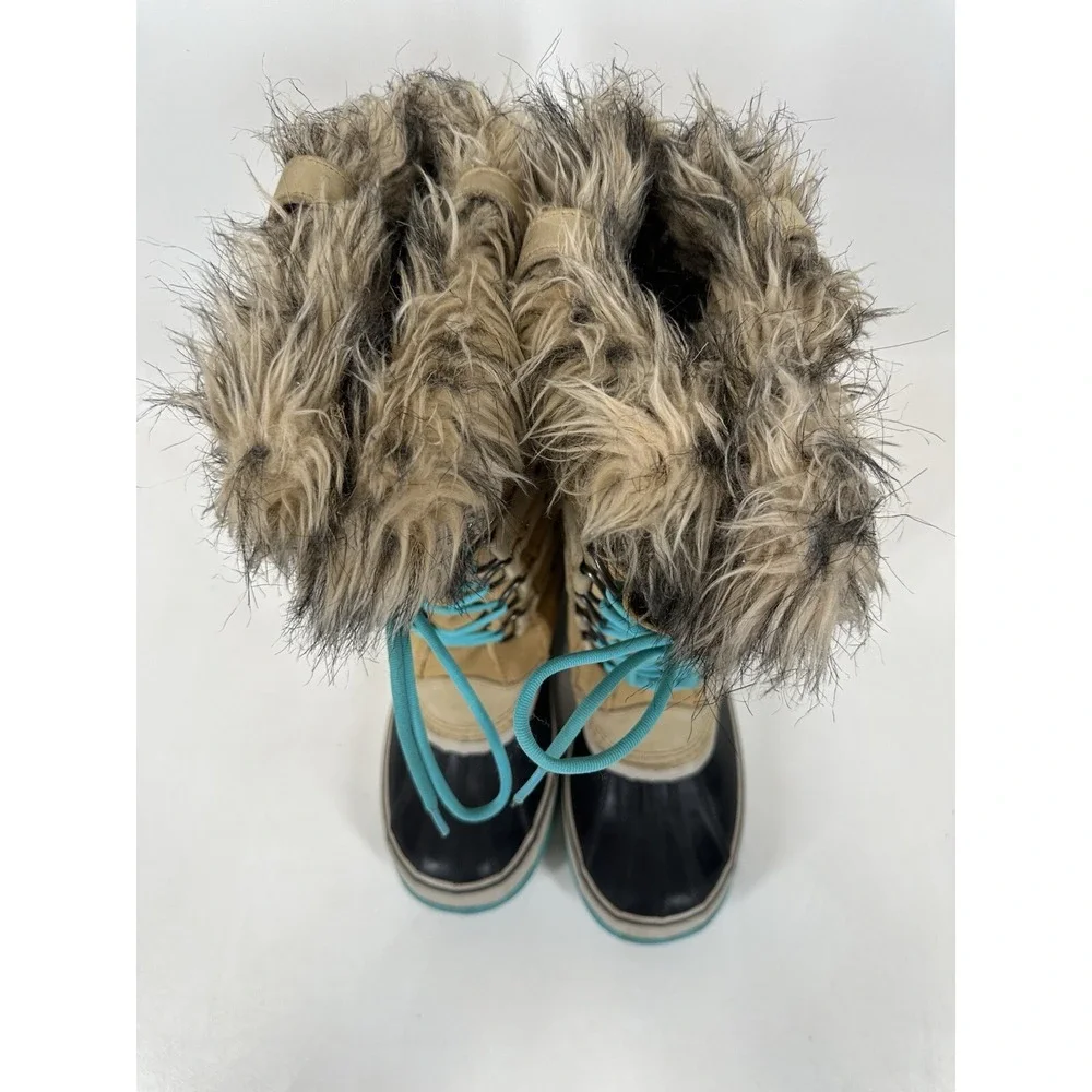 Sorel Joan of Arctic Waterproof Suede Boots NL 1540-373 Turquoise‎ Fur  Size 10